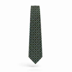 BCBG Attitude Men's Green and Blue Circle Geometric Print 100% Silk Necktie